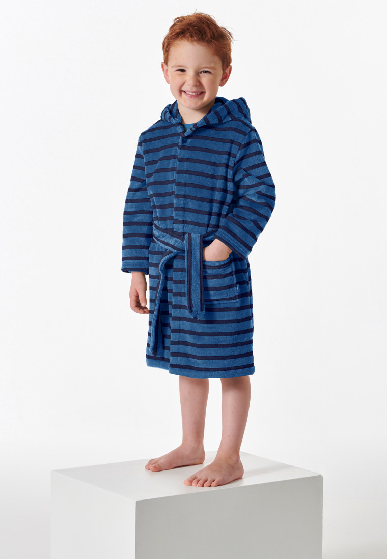 Bademantel Velours Streifen blau - Boys World