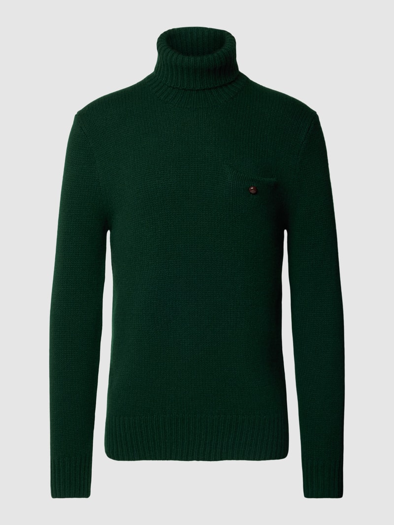 Strickpullover mit Rollkragen in dunkelgrün