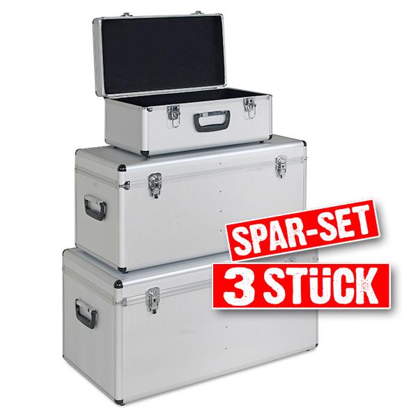 BRB Alurahmen-Transportboxen, 3er-Set, Farbe silber