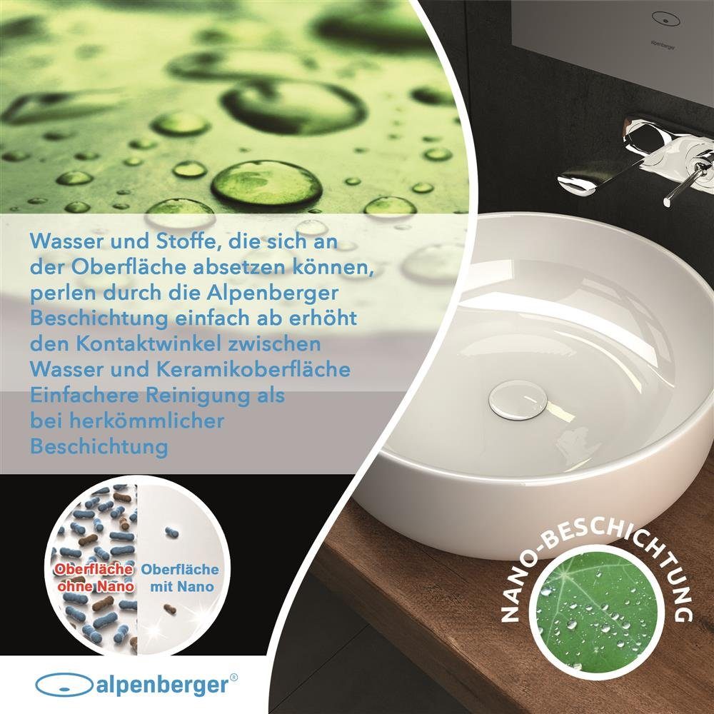Alpenberger Waschbecken Alpenberger Aufsatzwaschbecken Keramik rund 41 cm (1-tlg., 1-St., Keramikbecken), hygienische Nanobeschichtung, pflegeleichtes Schalenbecken