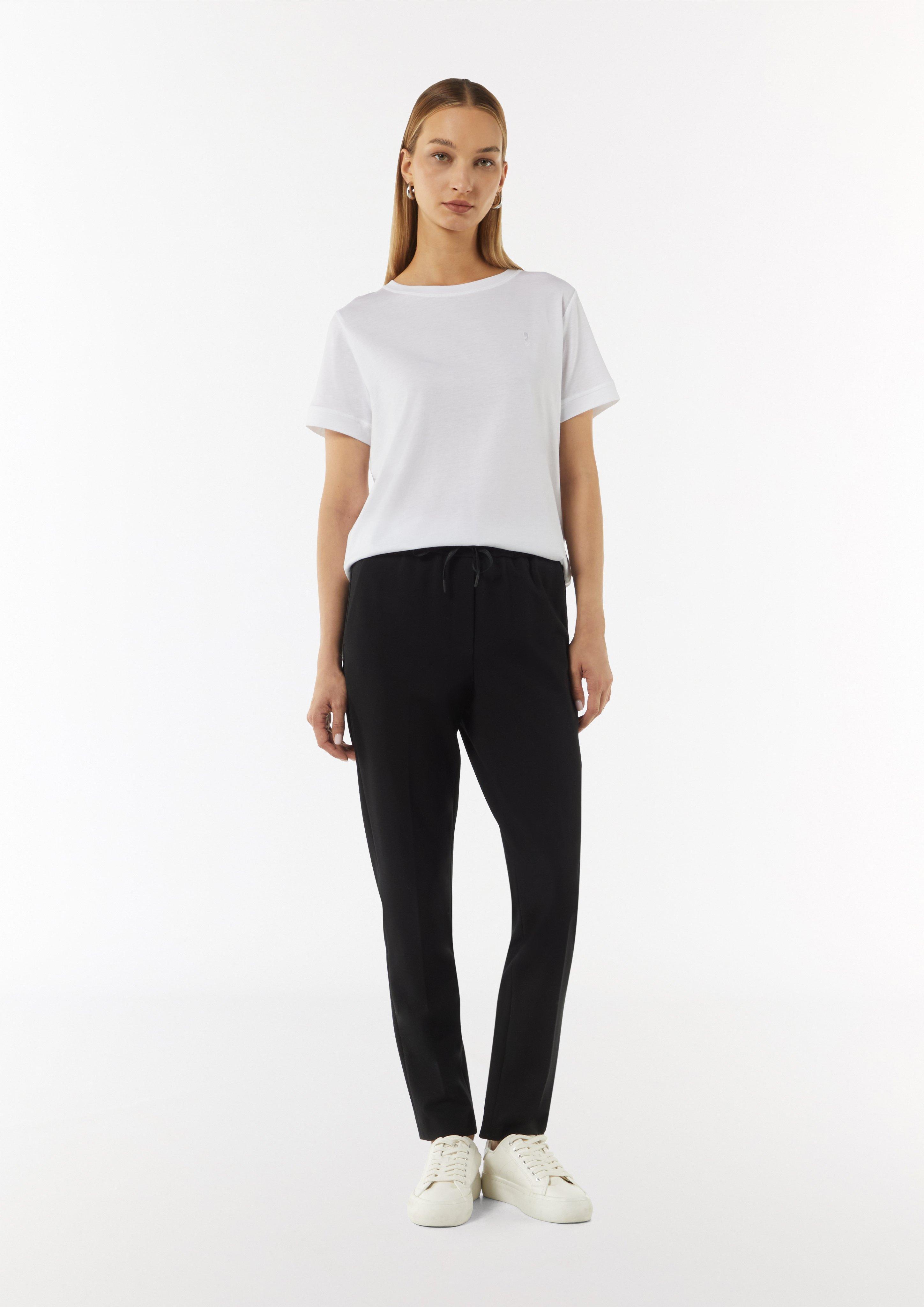 Jersey-Joggpants im Slim Fit mit Bügelfalte - schwarz