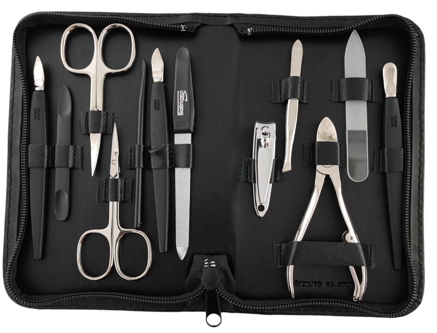 EloModa Maniküre-Etui 12teiliges Maniküre Set mit Leder-Etui Nagelpflege Solingen*, 12 tlg.