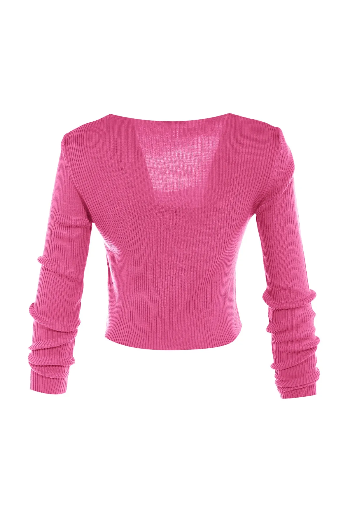 Trendyol Collection  Rosa Crop Tie Detailliertes Blusen-Cardigan-Strickwaren-Set Strick-Cardigan TWOSS21HI0002