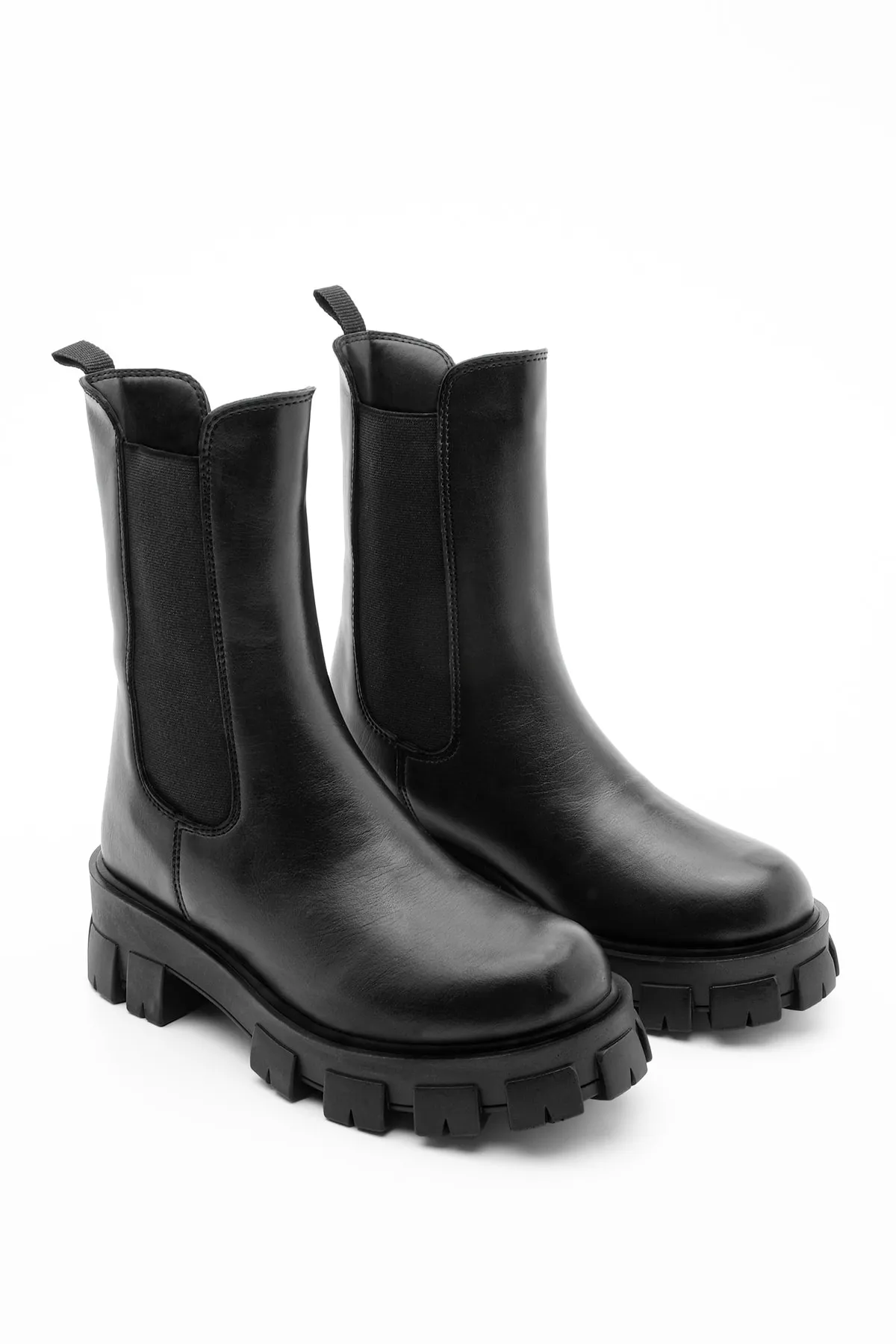 Marjin  Elastische Alltagsstiefel für Damen mit dicker gezackter Sohle Eslona Schwarz