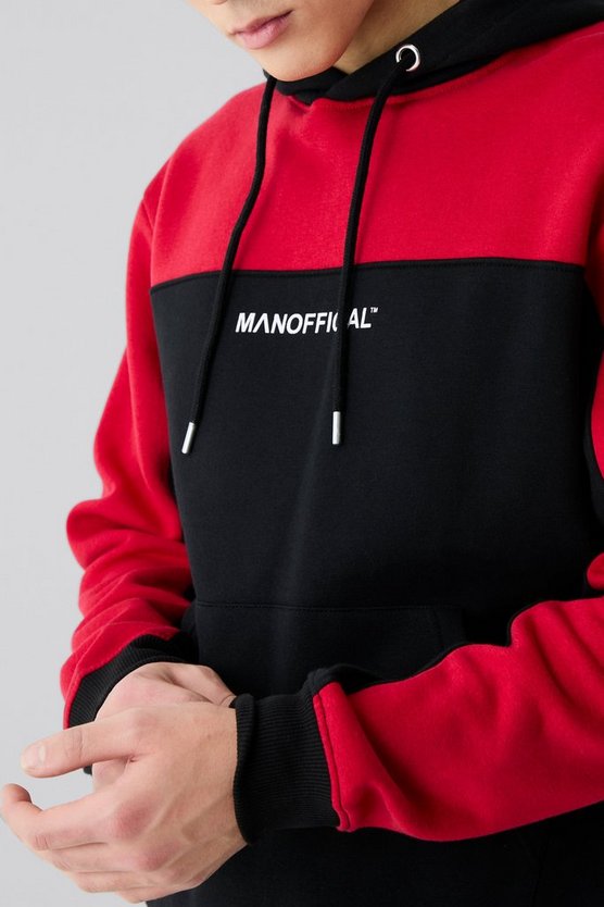 Man Official Tape Back Colour Block Hoodie