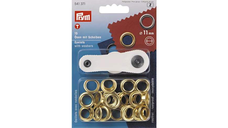 Prym Ösen und Scheiben Messing 11,0 mm goldfarbig
