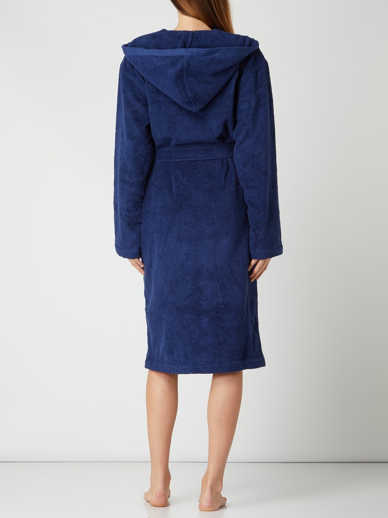 Unisex Bademantel mit Kapuze in dunkelblau