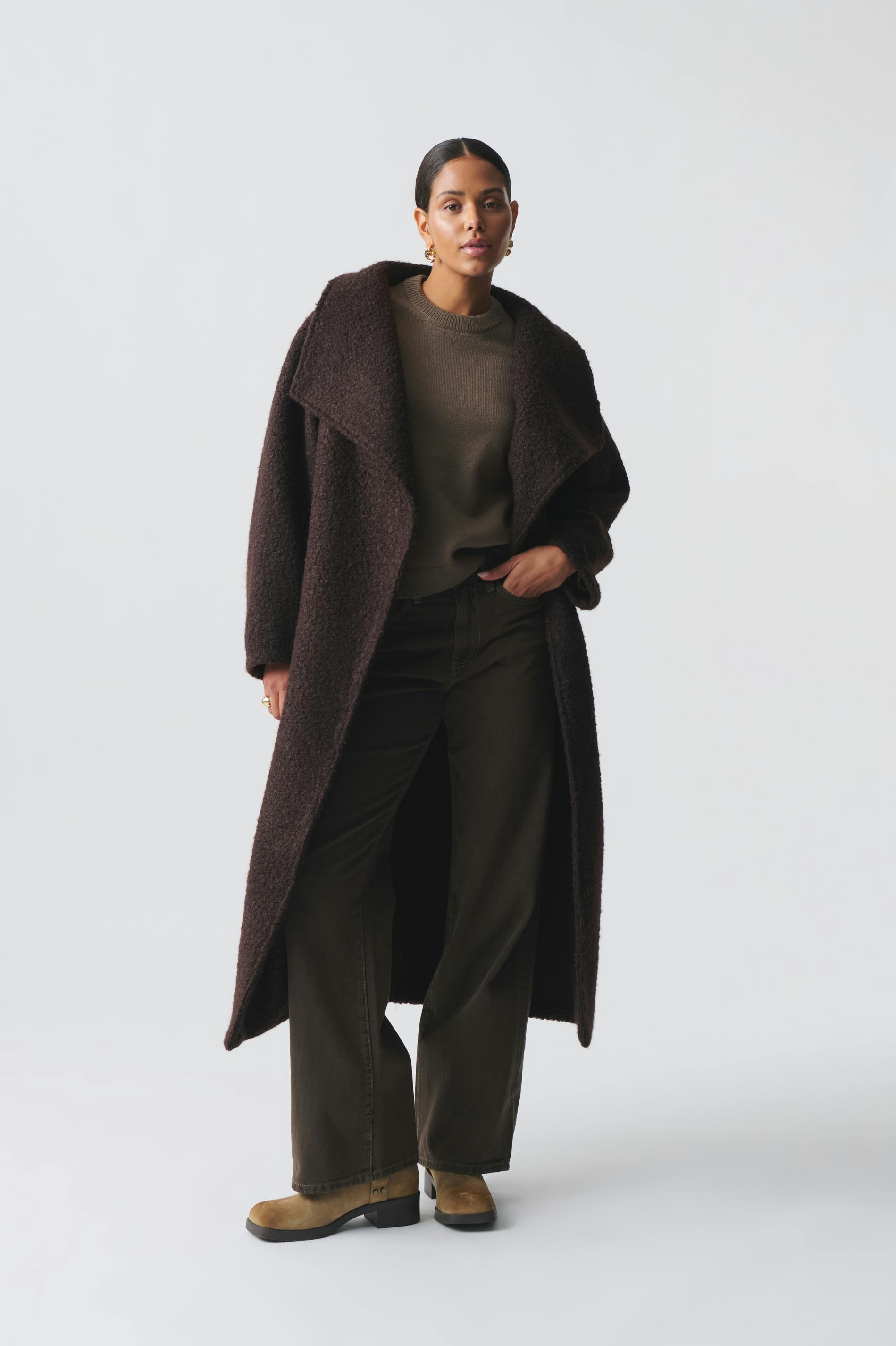 Soft boucle long coat