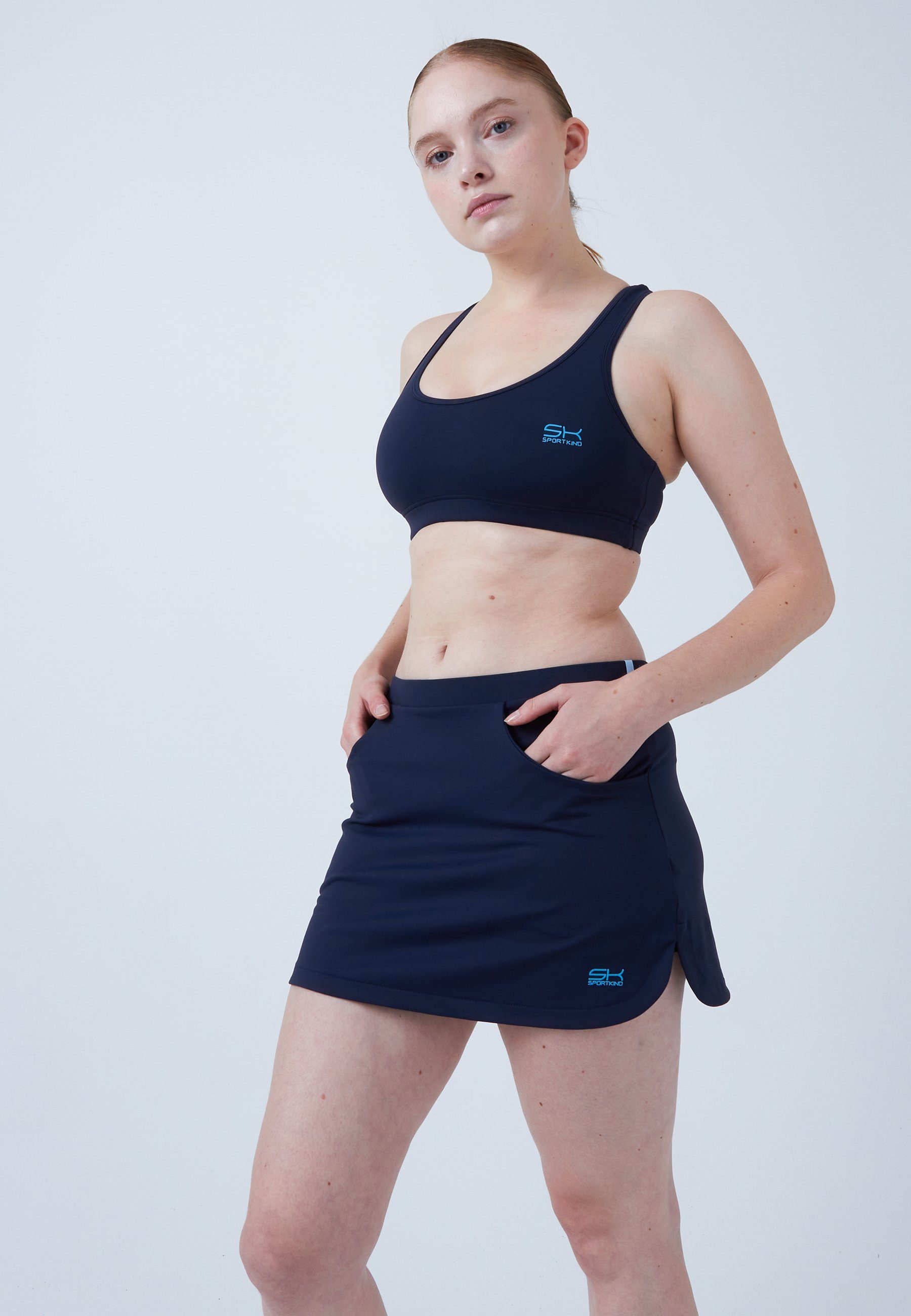 SPORTKIND Tennisrock Classic Tennis Skort mit Taschen Mädchen & Damen navy blau