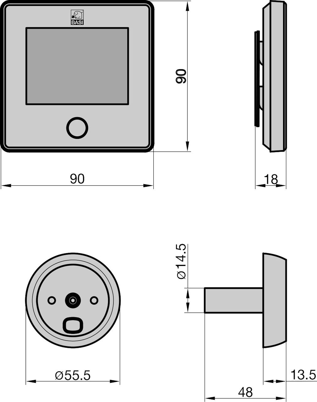 Basi Digitaler Türspion - TS 800 - schwarz