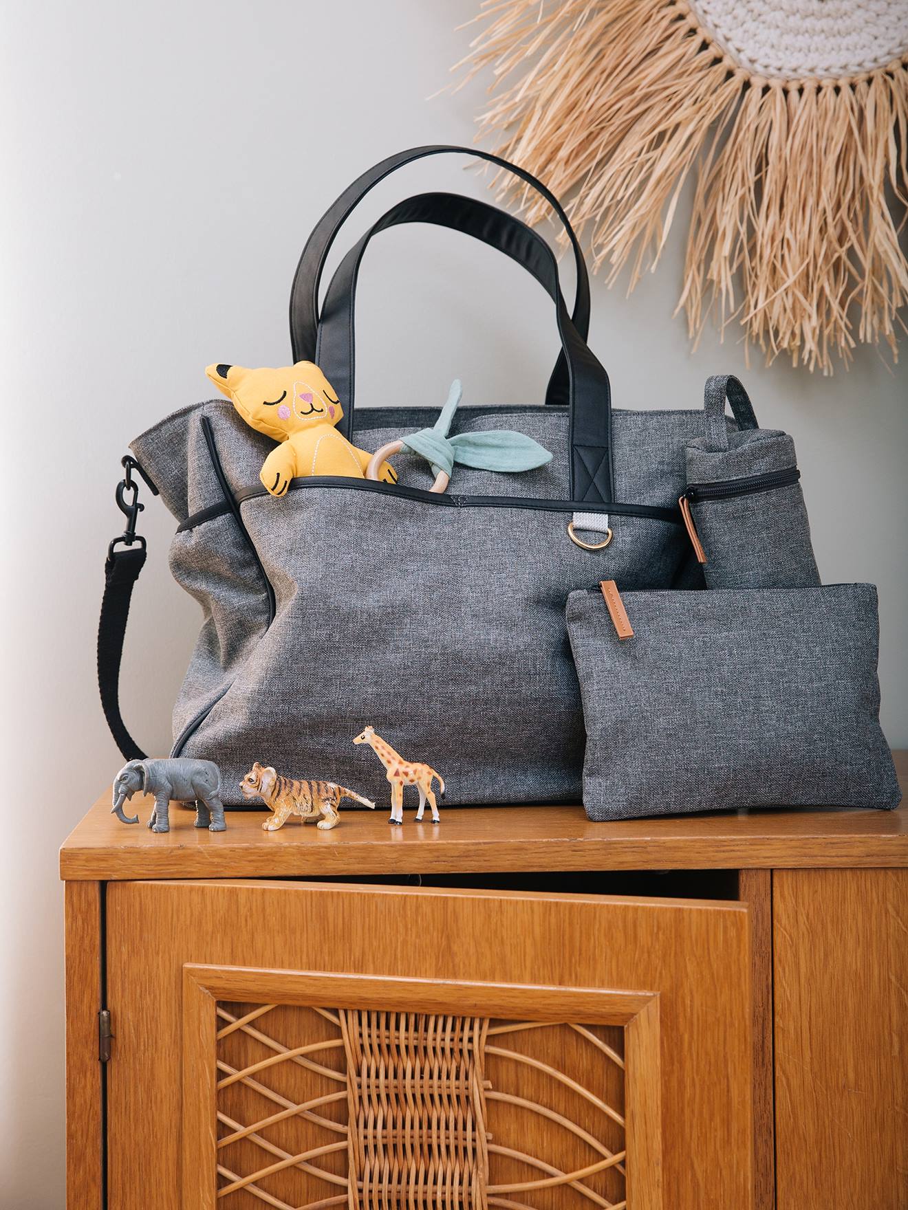 Sac à langer City vertbaudet gris chiné