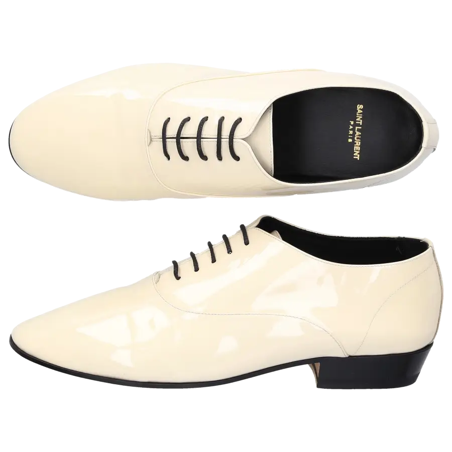 Saint Laurent - Schnürer LEON 30 Lackleder - weiß
