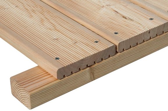 BM Massivholz Terrassendielen, 20 m², BxL: je 14x200 cm, 24 mm Stärke, mit Unterkonstruktion