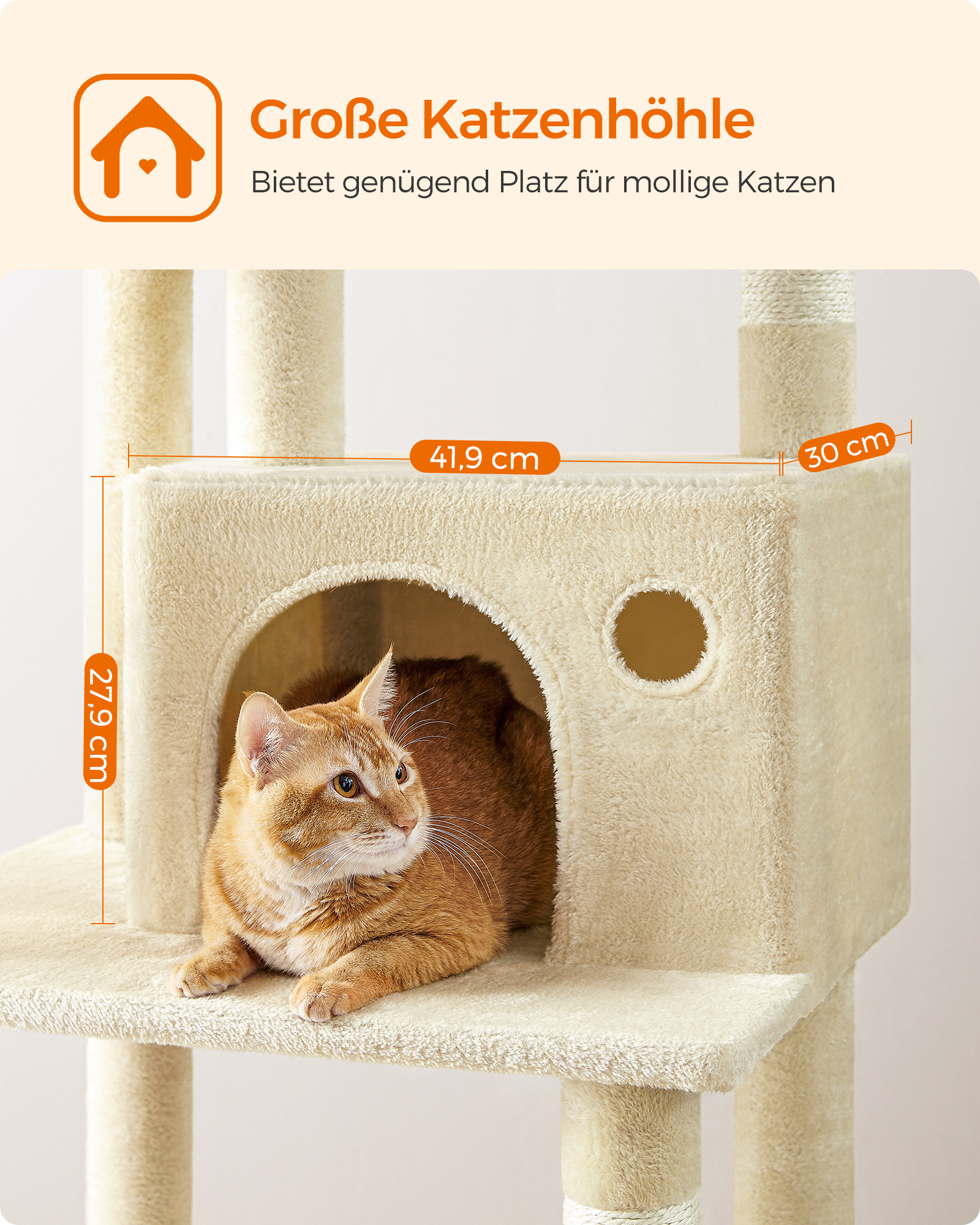 FEANDREA Kratzbäume FEANDREA Katzenbaum XXL 199cm hellgrau beige