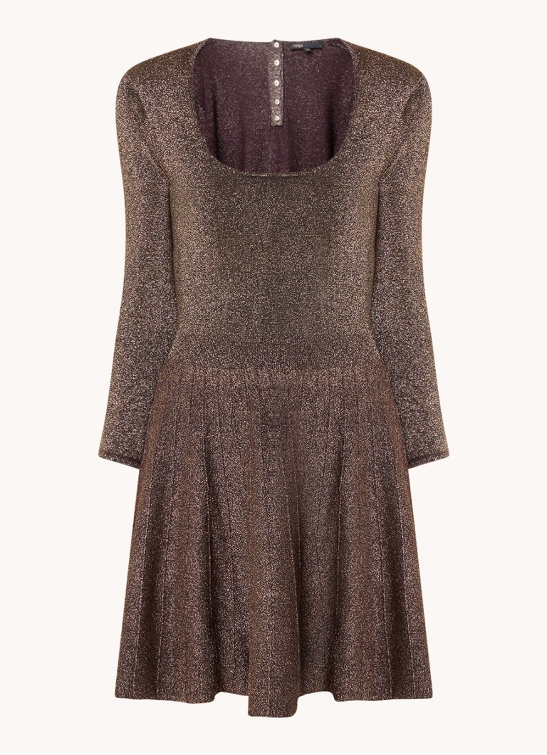 Vestido curto Maje com lurex e detalhe plissado