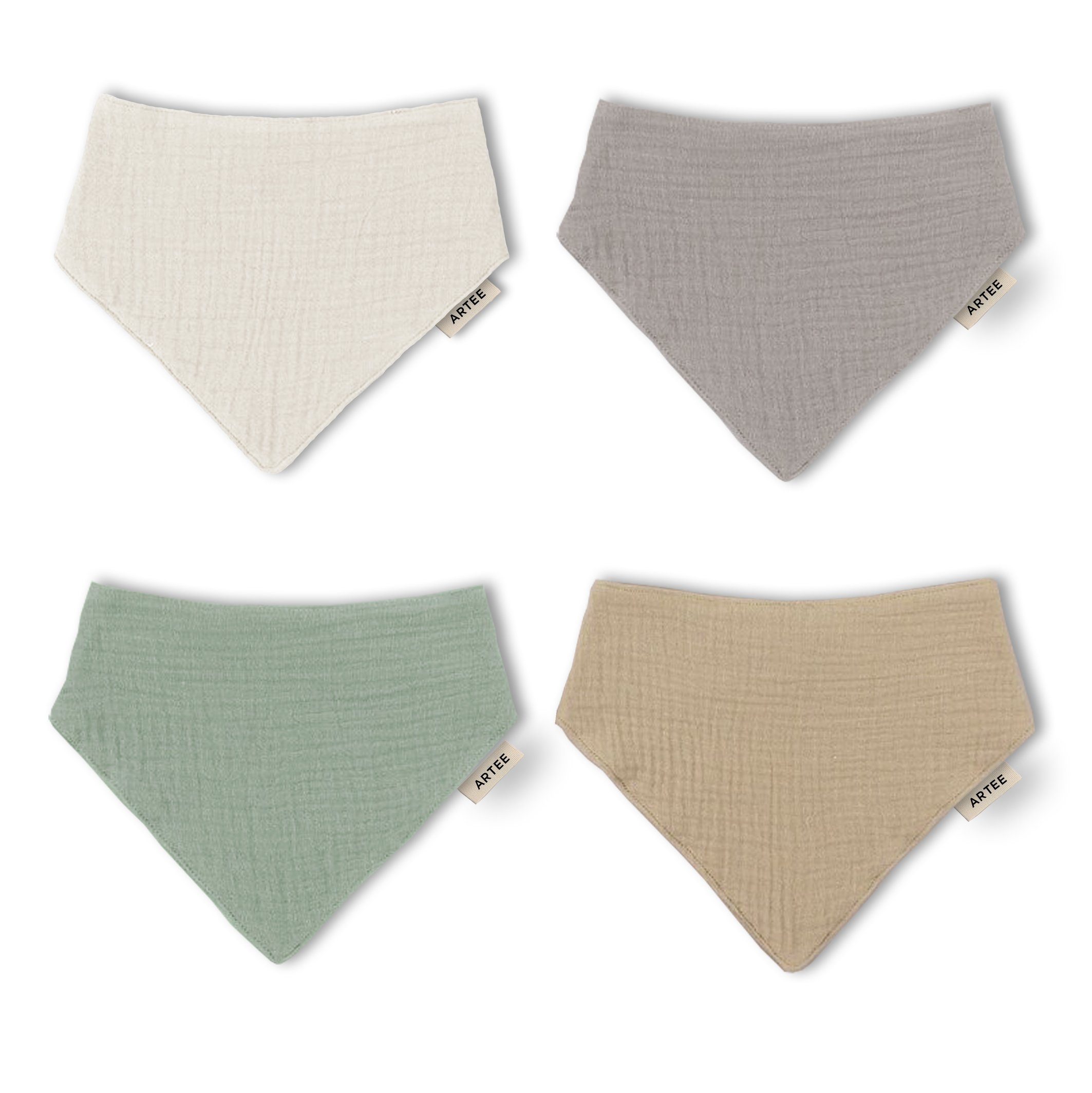 Artee Lätzchen Set 4 oder 10 Stück Musselin Halstücher in Größe S für 0-18 Monate