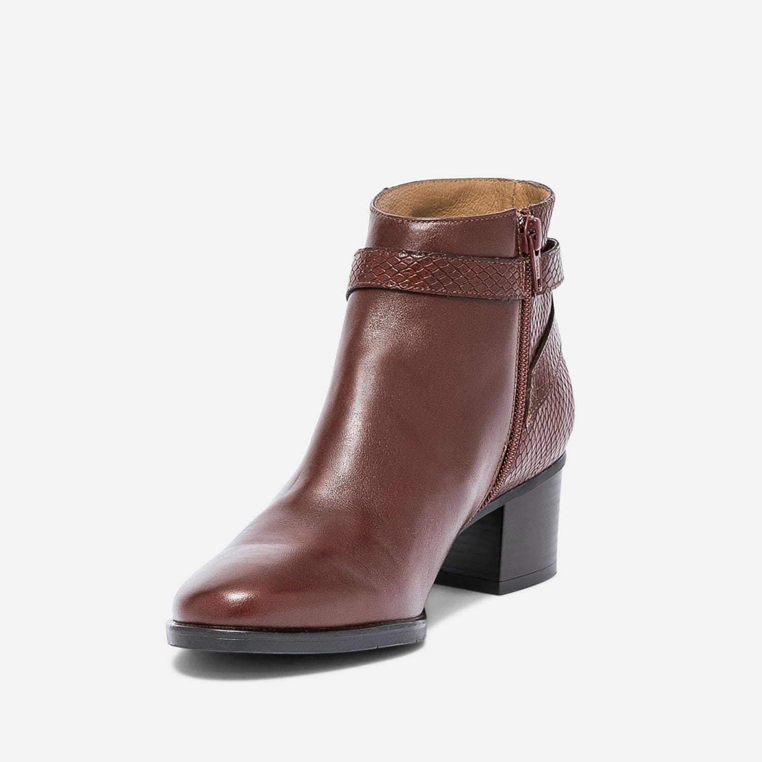 Boots ERAM FLEX cognac en cuir embossé