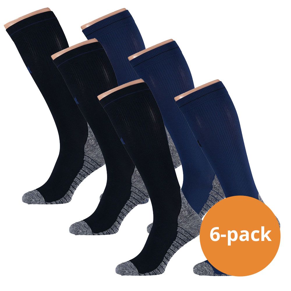 Xtreme 6 Paar Multi Blue Kompressions-Laufsocken