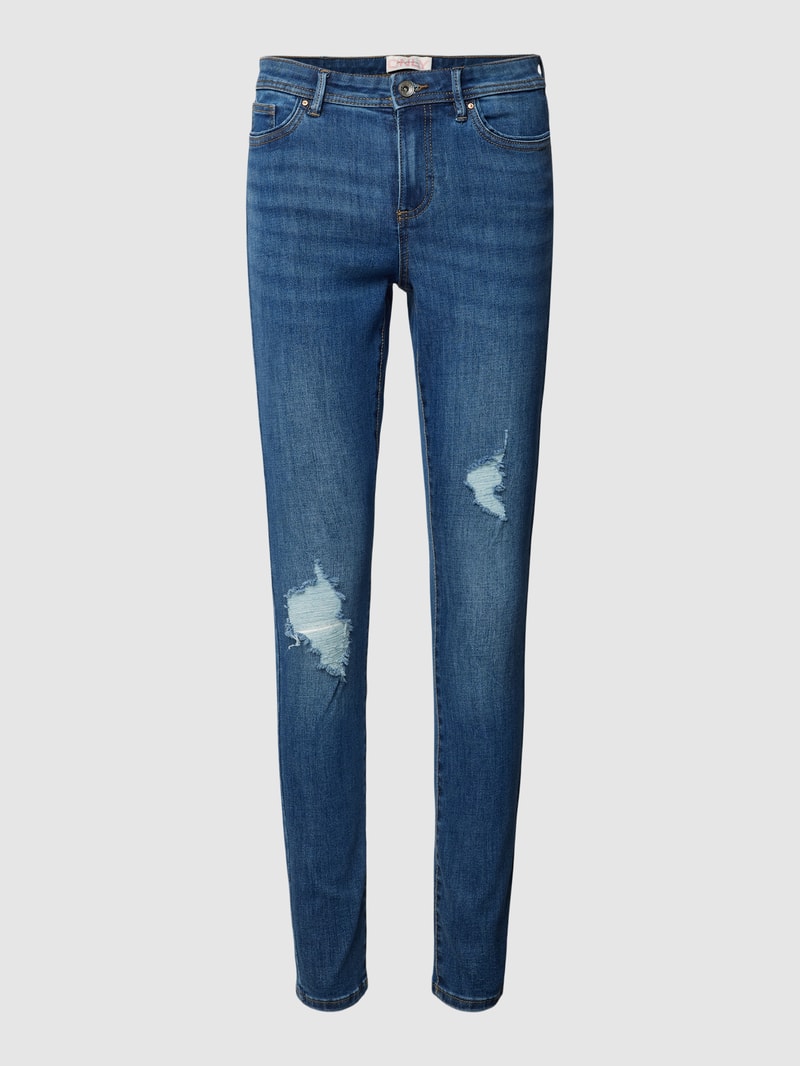 Skinny Jeans im Destroyed-Look Modell 'WAUW' in dunkelblau