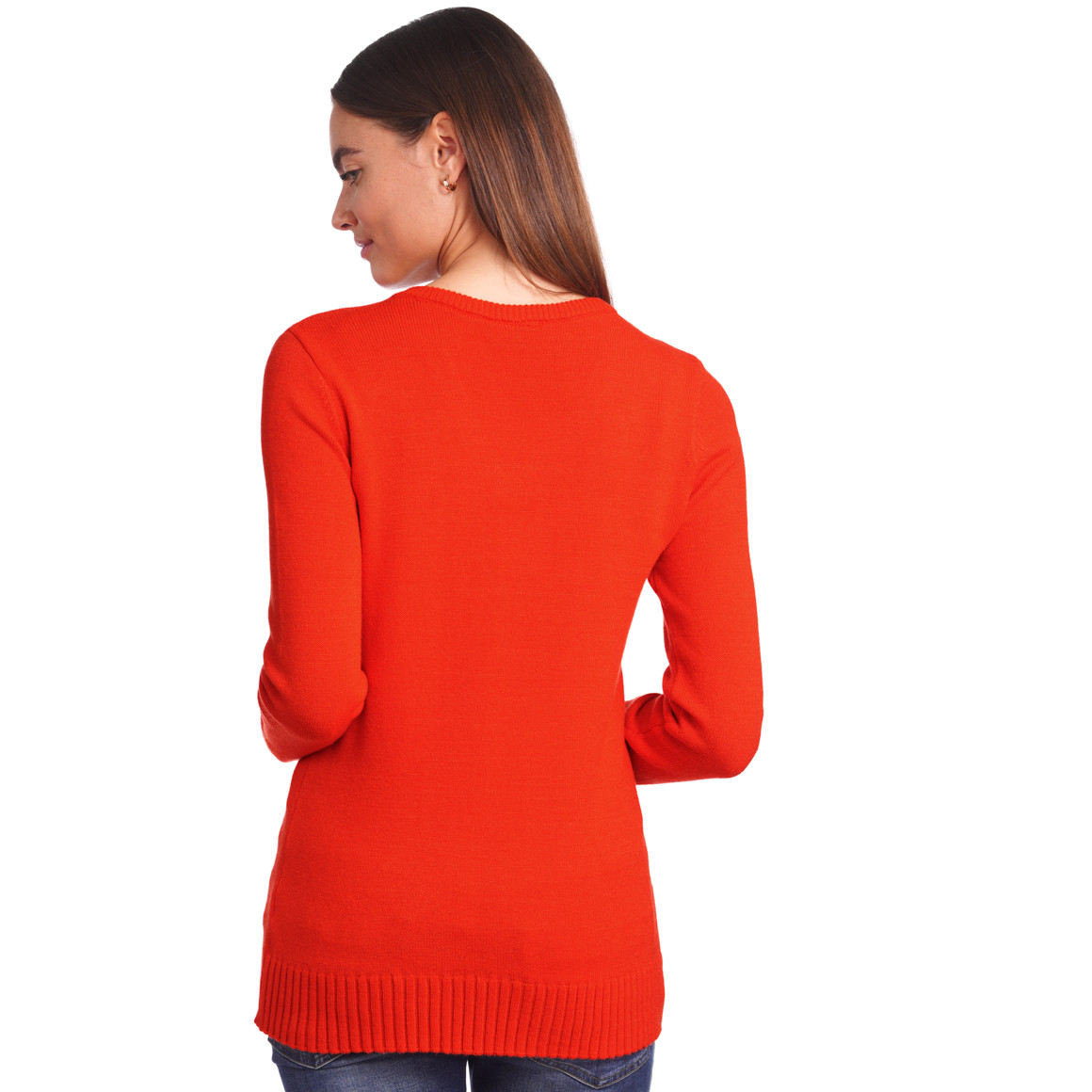Damen Feinstrickpullover mit V-Ausschnitt