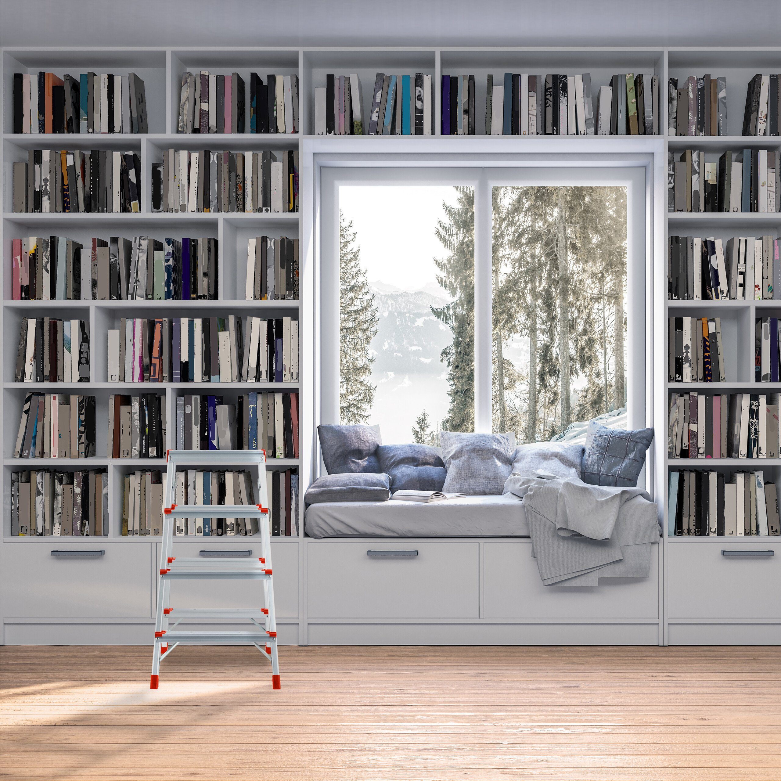 relaxdays Bockleiter Klappbare Trittleiter aus Aluminium, 4 Stufen