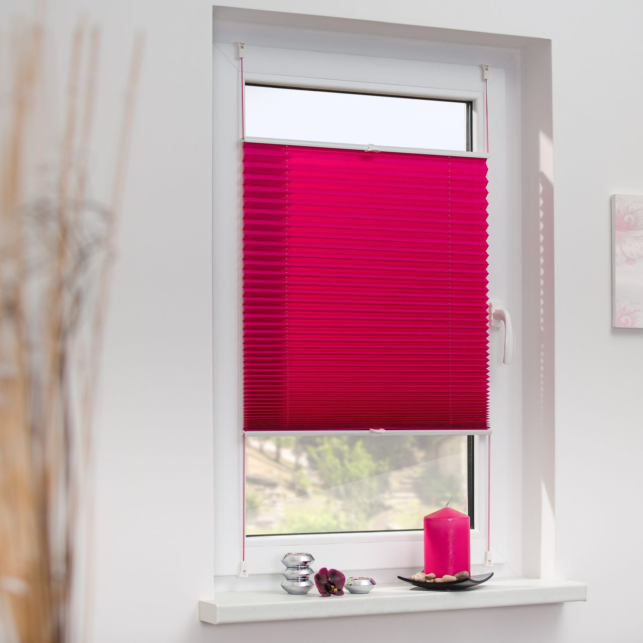 Lichtblick Plissee Klemmfix, ohne Bohren, verspannt - Fuchsia, 100 cm x 130 cm (B x L)