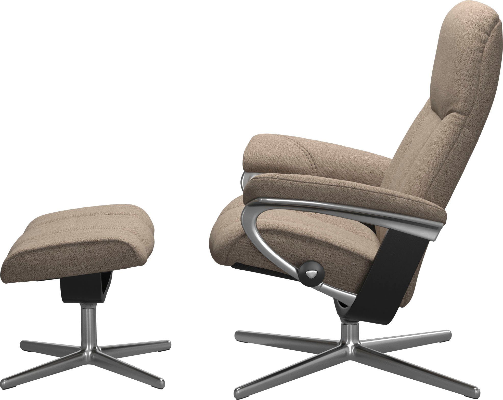 Stressless® Relaxsessel Consul (Set, Relaxsessel mit Hocker), mit Hocker, mit Cross Base, Größe S, M & L, Holzakzent Schwarz
