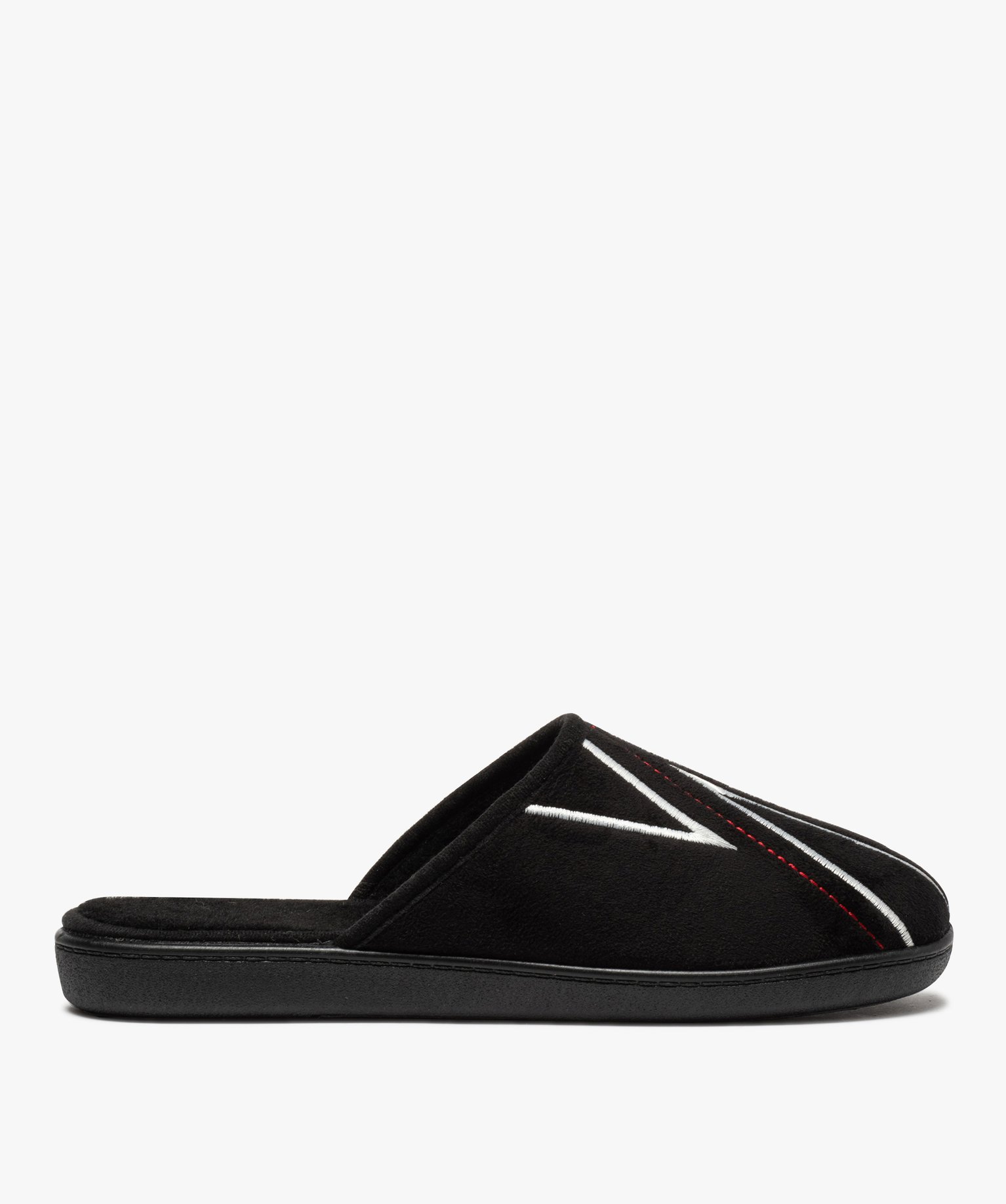 Chaussons homme mules à surpiqres contrastantes noir | GEMO