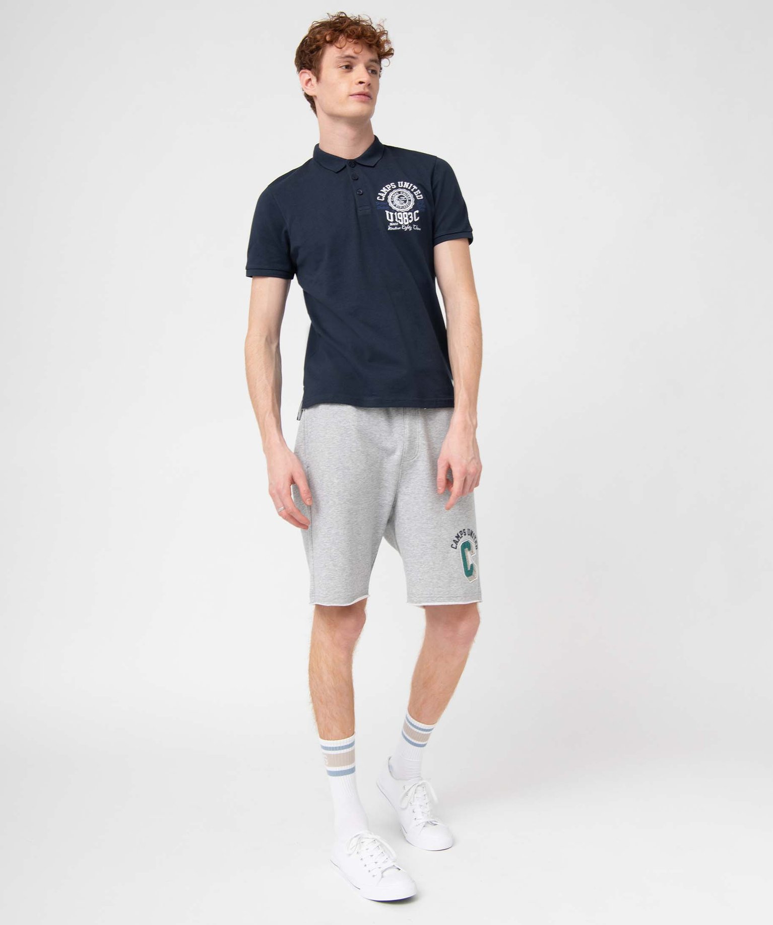 Polo homme en maille piquée à broderie - Camps United bleu fonce | GEMO