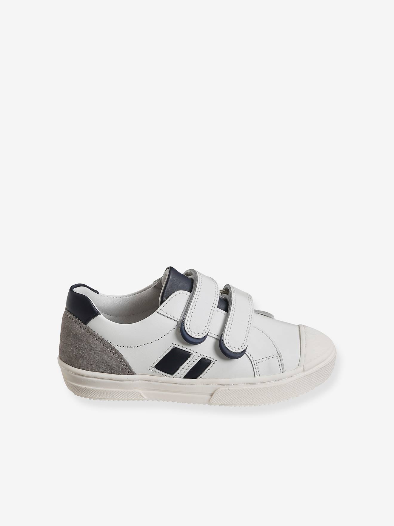 Baskets cuir garçon collection maternelle blanc