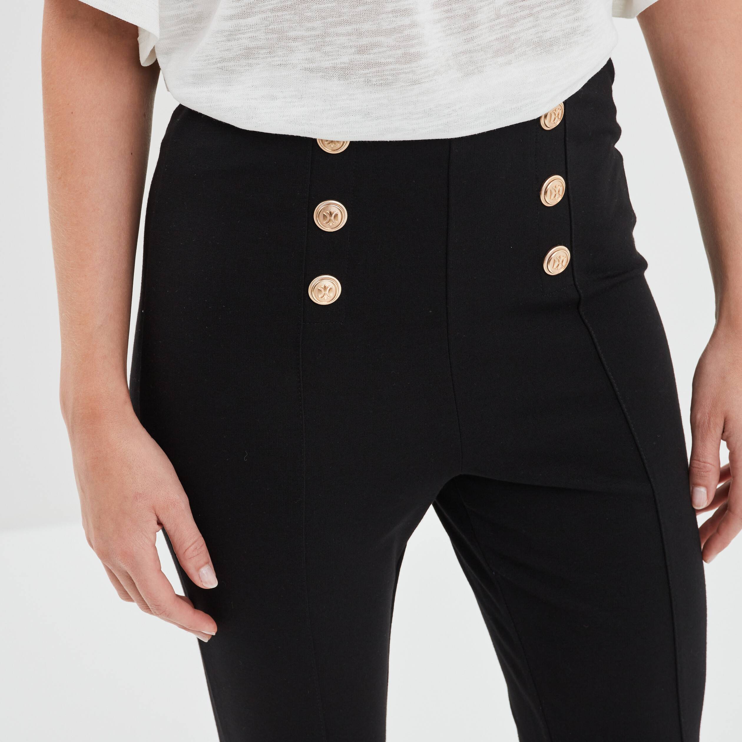Pantalon tregging slim à ponts noir femme | La Halle