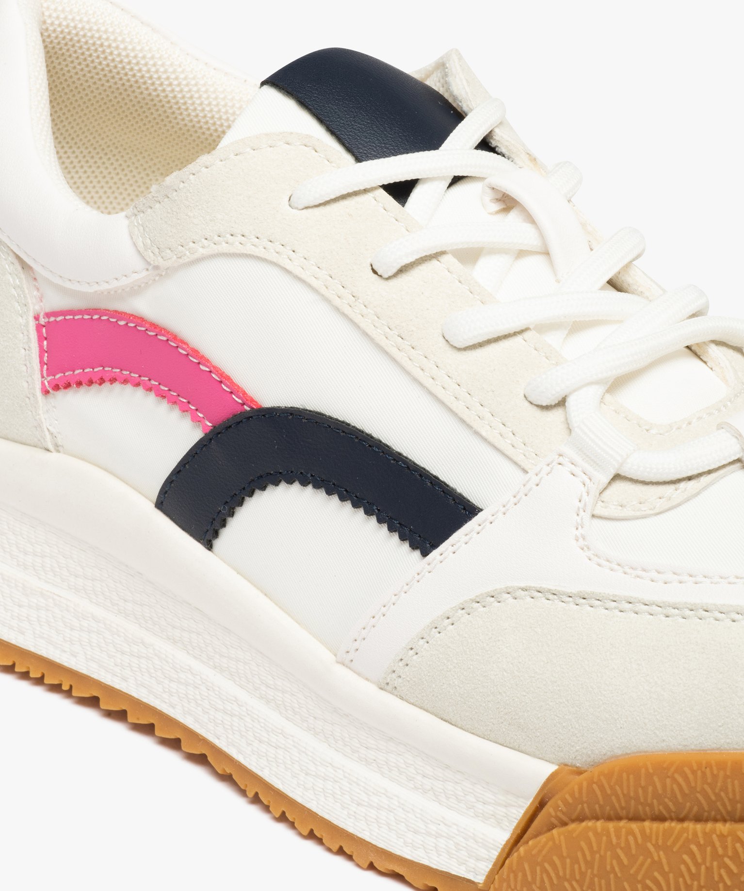 Baskets femme multi-matières à semelle contrastée blanc | GEMO