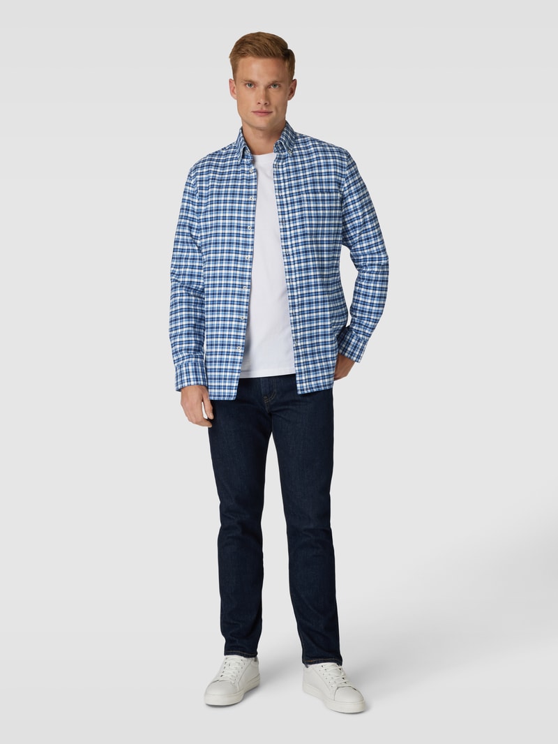 Freizeithemd mit Button-Down-Kragen in marineblau