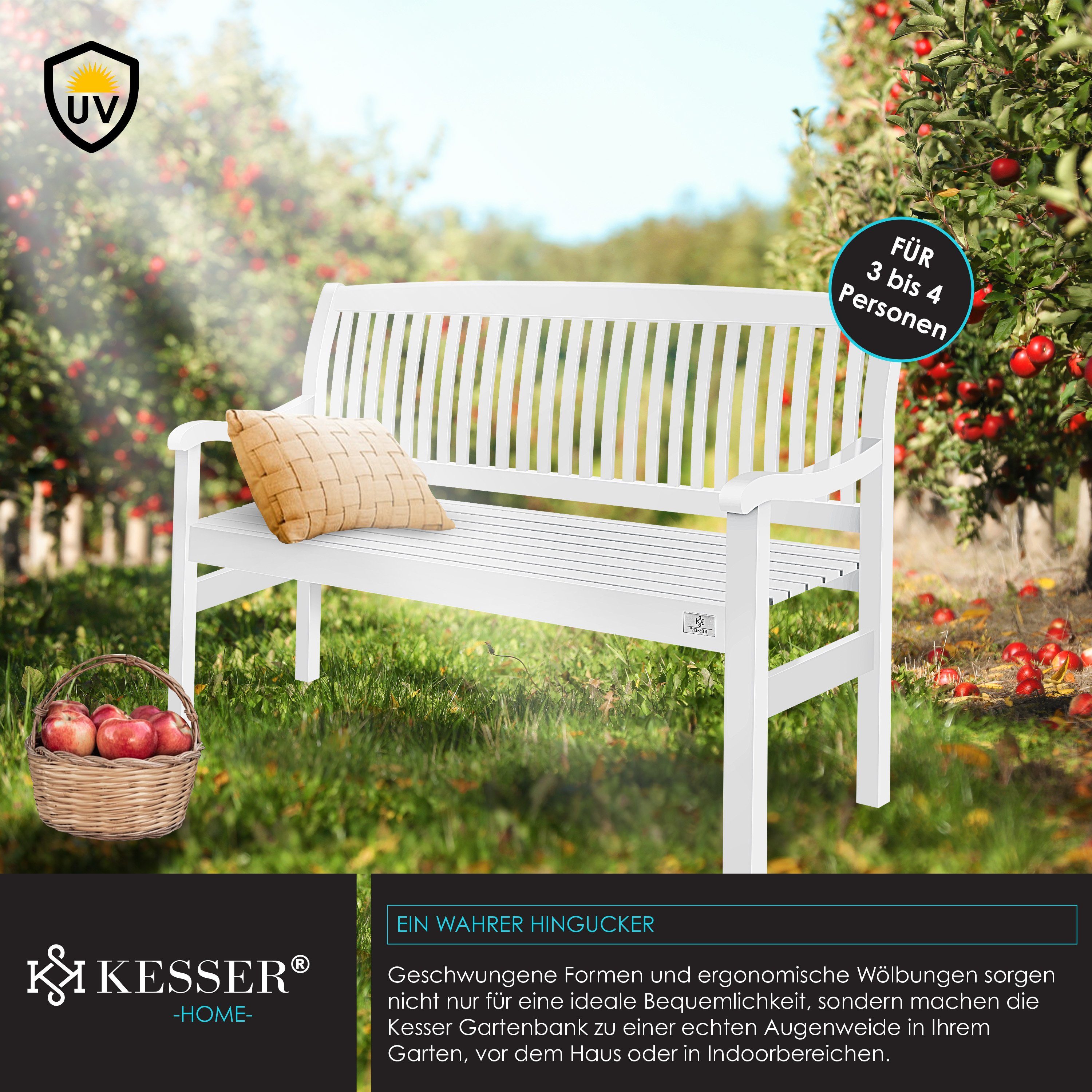 KESSER Gartenbank, Gartenbank Holz Holzbank wetterfest Parkbank Massivholz