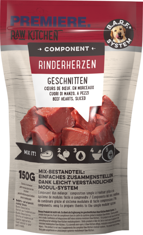 PREMIERE Hundenassfutter PREMIERE RAW KITCHEN Rinderherzen 8x150g