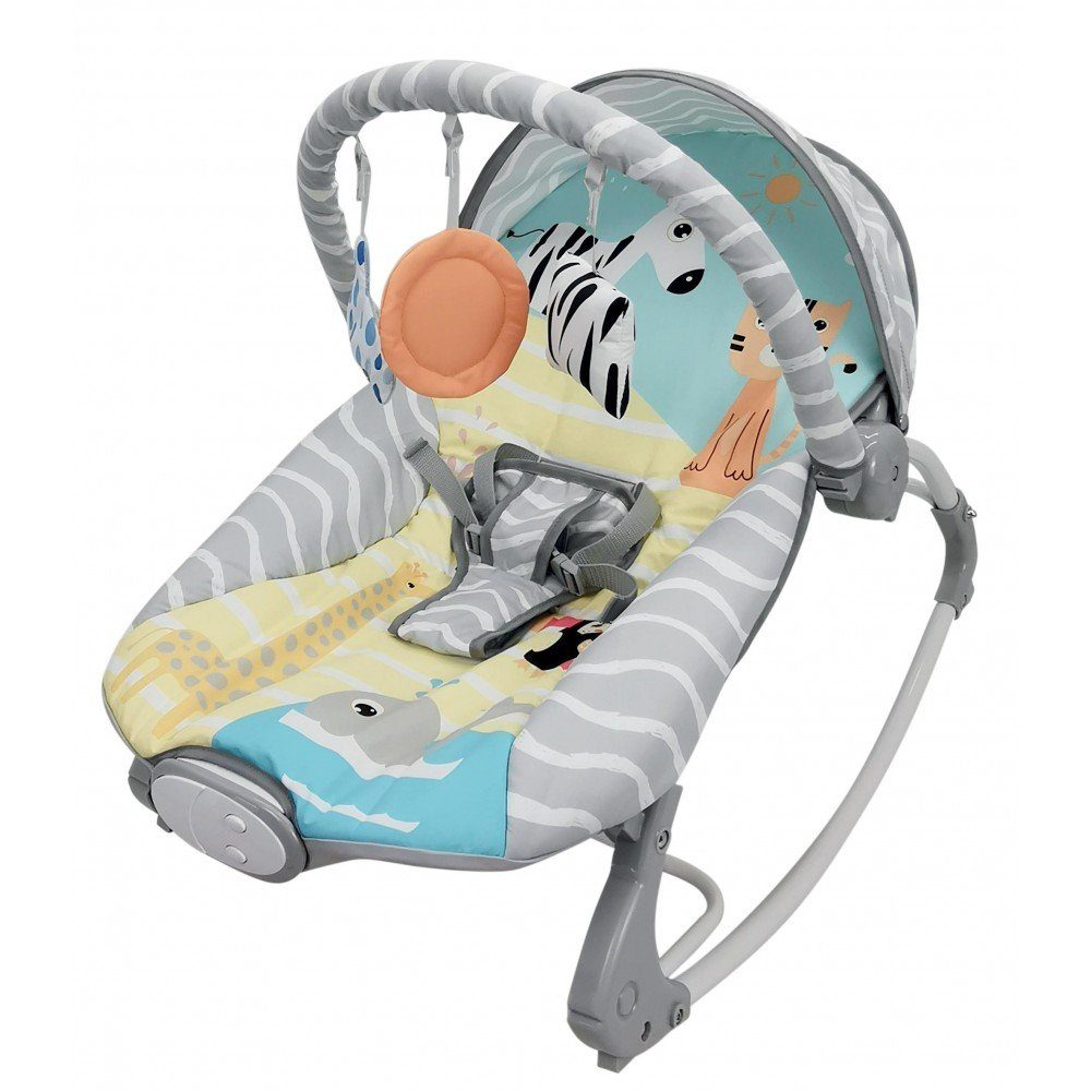Moni Babywippe Babywippe Happy Island Musik, Vibration, Spielbogen, 3-Punkt-Gurt, Kissen