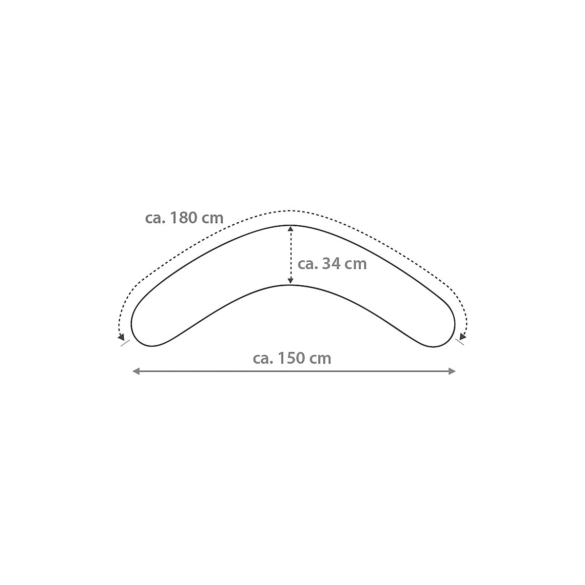 Bezug für Stillkissen Komfort 180 cm, Herzen grau