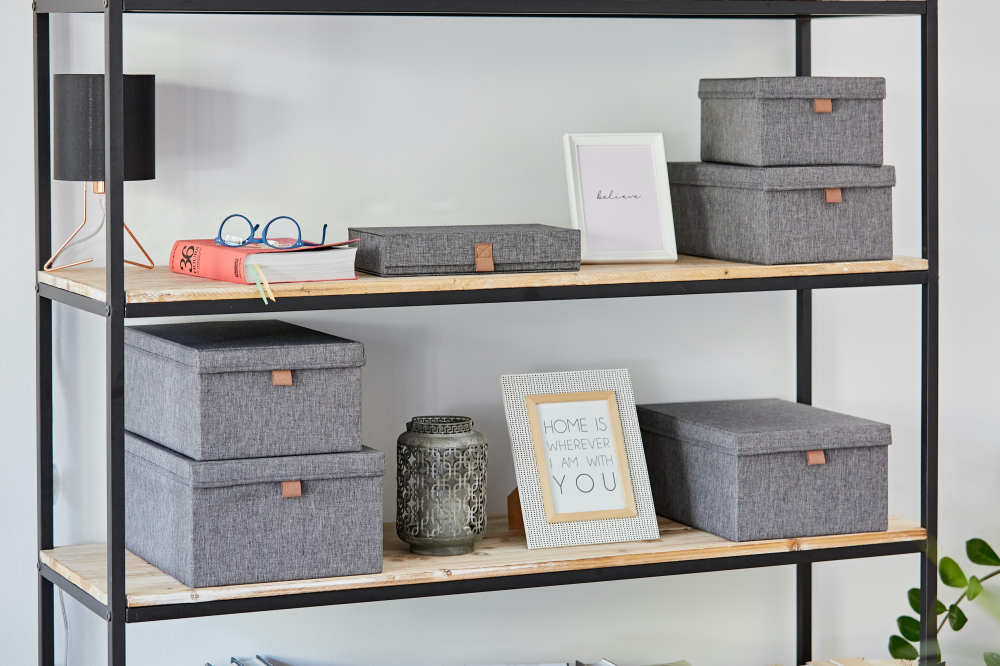Brillen-Box Premium Grau meliert