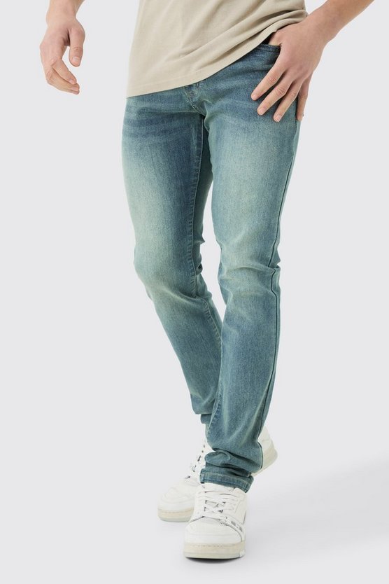 Skinny Stretch Jeans in Antikem Blau