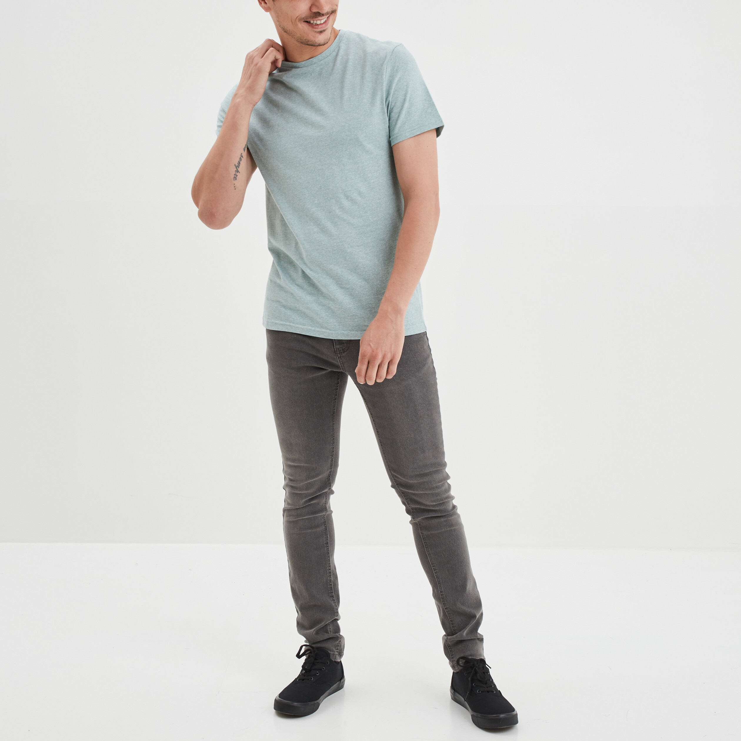 T-shirt coton manches courtes vert clair homme | La Halle