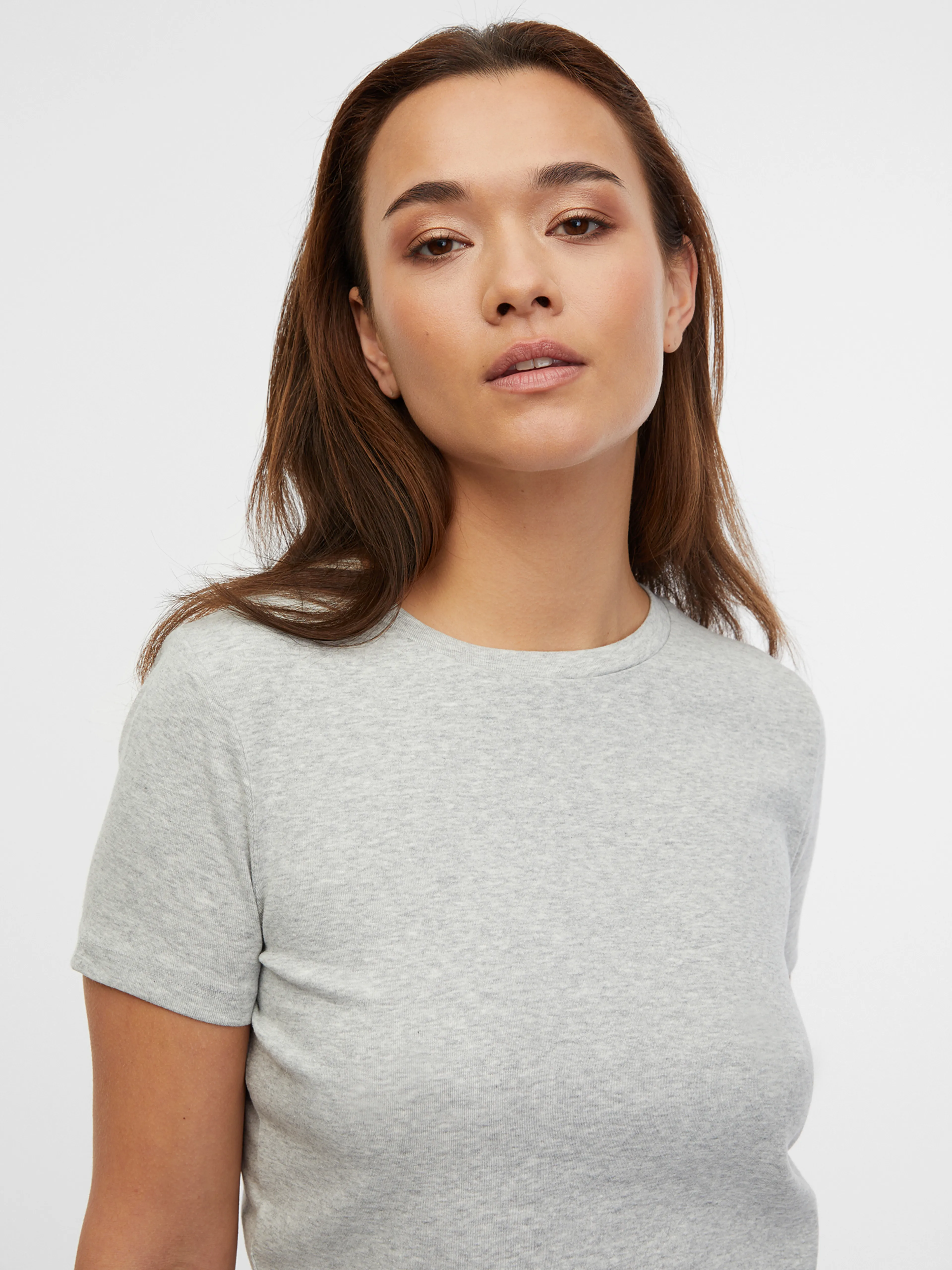 Hellgraues gestreiftes Basic-Shirt Damen ORSAY