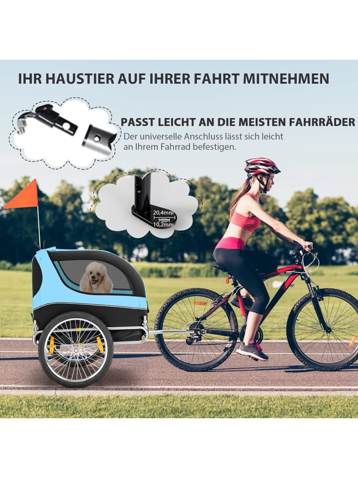 COSTWAY Hundeanhänger für Fahrrad in Blau günstig kaufen 135 cm