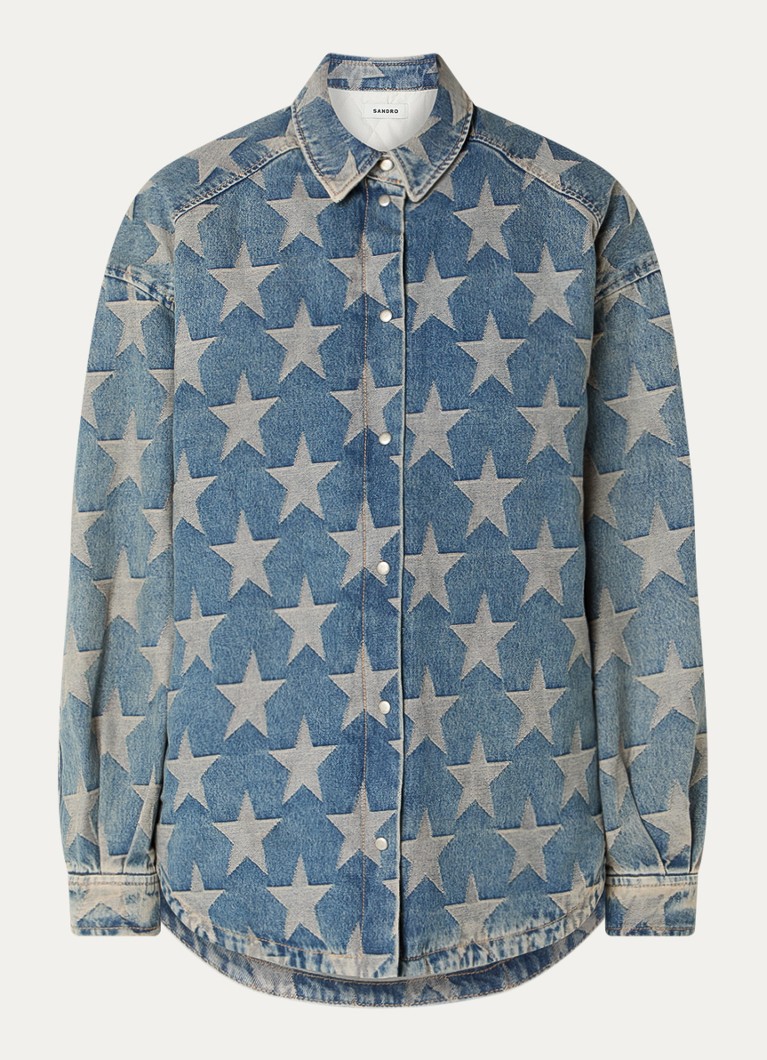 Jachetă matlasată din denim cu broderie de la Sandro Starsky