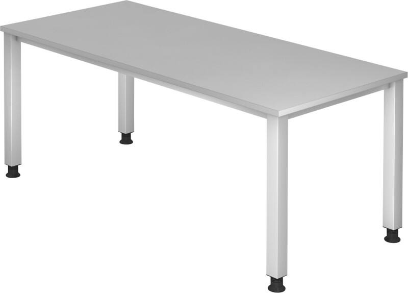 Hammerbacher Q Serie Höhenverstellbarer Schreibtisch Rechteckig Holz Silber 4 Füße 1.800 x 685 mm