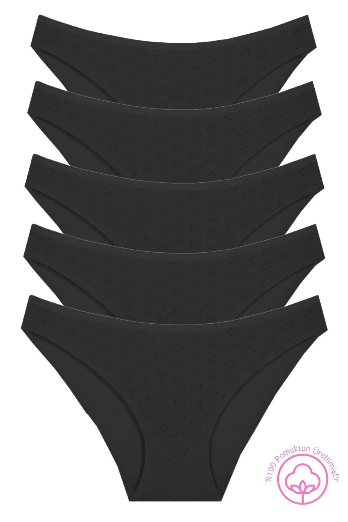 Newlilla  1501 Heart 100% Baumwolle 5-teiliges Damen-Bikini-Höschen-Set 1501-v2