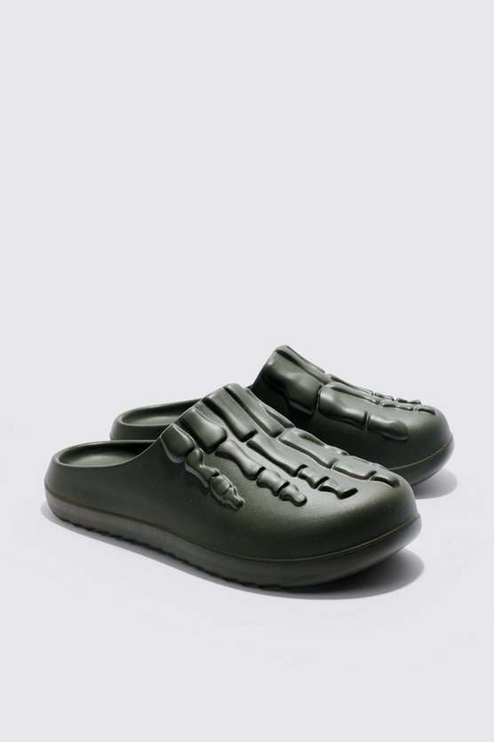 Perforierte Mules mit Skelett-Print