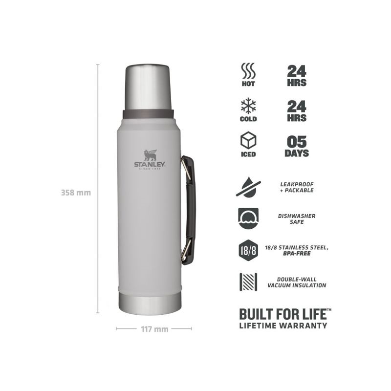 Stanley Thermoflasche, Classic Legendary Bottle 1.1qt \/ 1l  Ash
