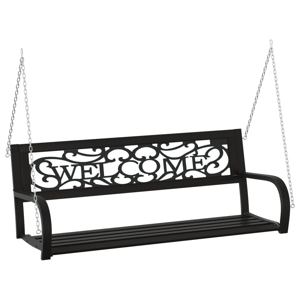 vidaXL Hollywoodschaukel Hollywoodschaukel 125 cm Stahl und Kunststoff Schwarz 2-Sitzer