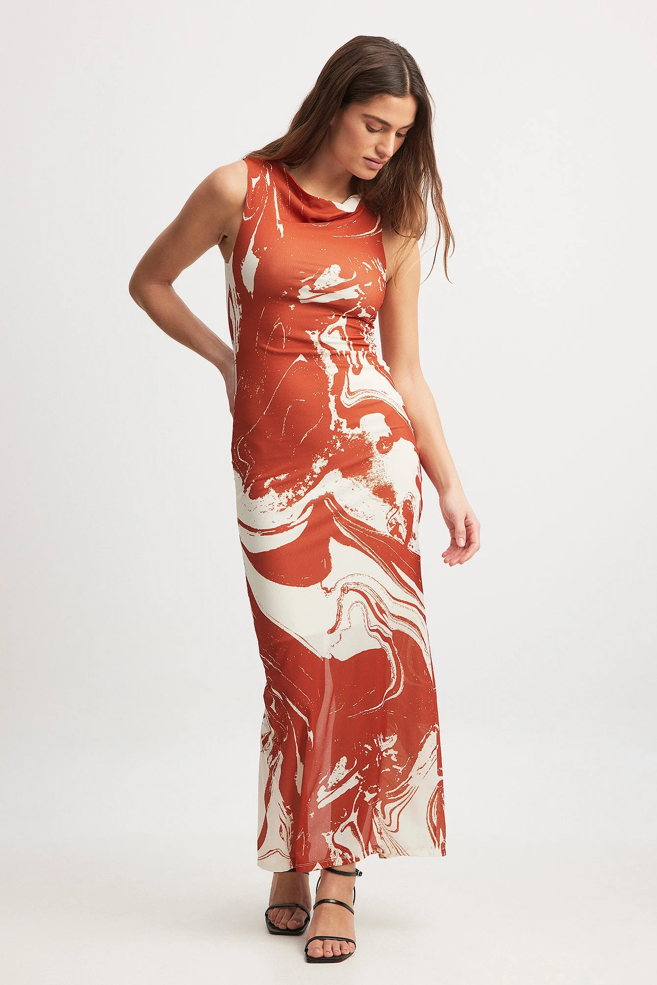 Ärmelloses Mesh-Maxikleid