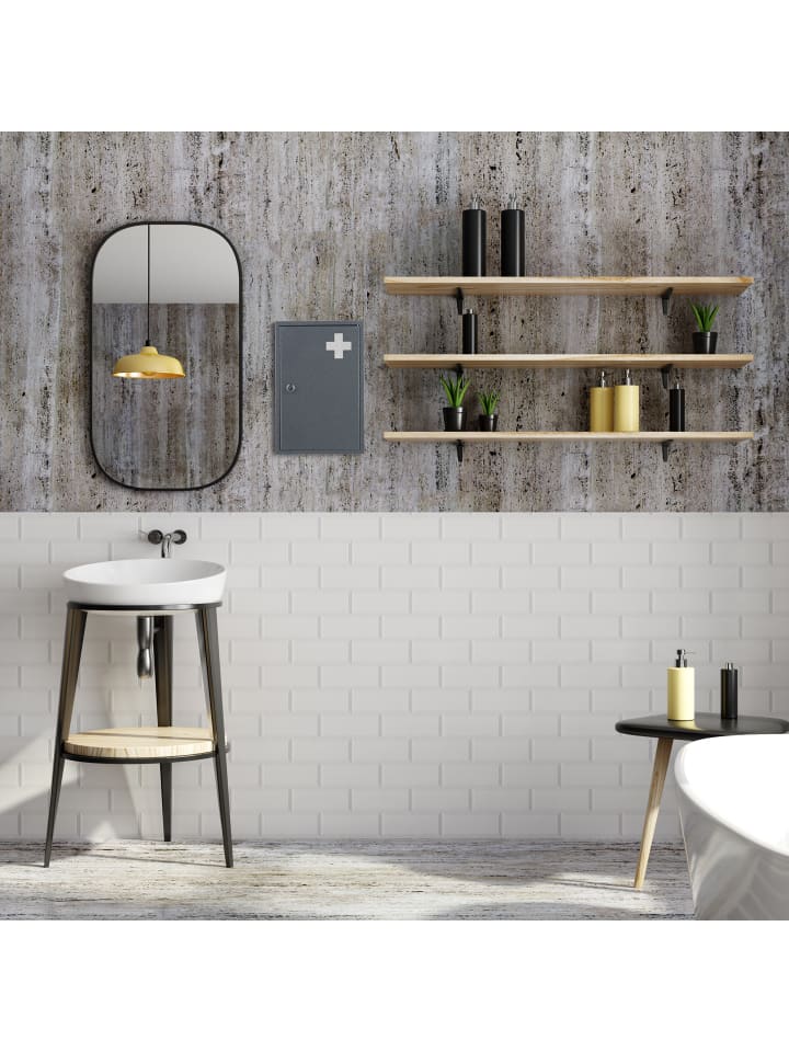 relaxdays Medizinschrank in Grau/ Weiß - (B)21,5 x (H)32 x (T)9,5 cm günstig kaufen onesize